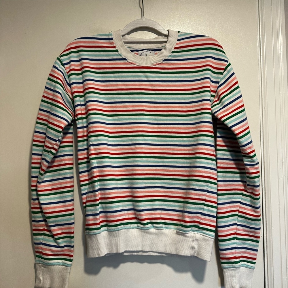 Dog Treads Sz: S  bright multi colored Striped Crew Neck Pullover Sweater.